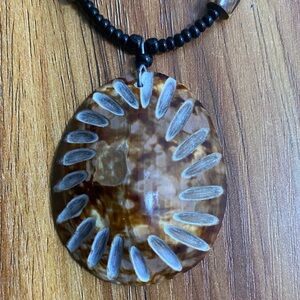 Brown and Black Beaded Pendant Necklace